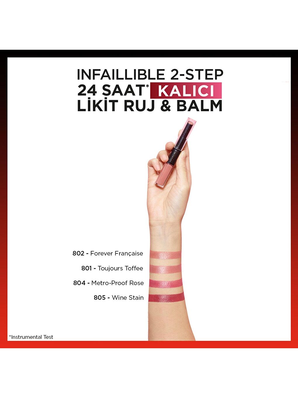 L'Oreal Paris Mor Infaillible 2-Step 24 Saat Kalıcı Likit Ruj & Balm - 801 Toujours Toffee - 5