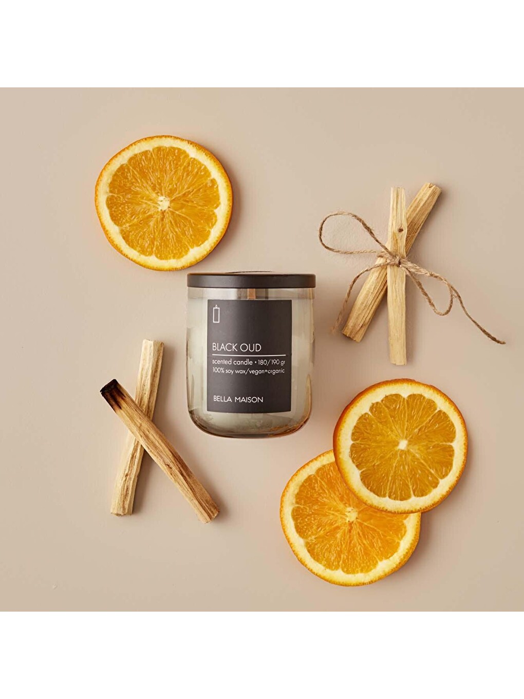 Beyaz Black Oud Ahşap Fitilli Soy Wax Mum-2