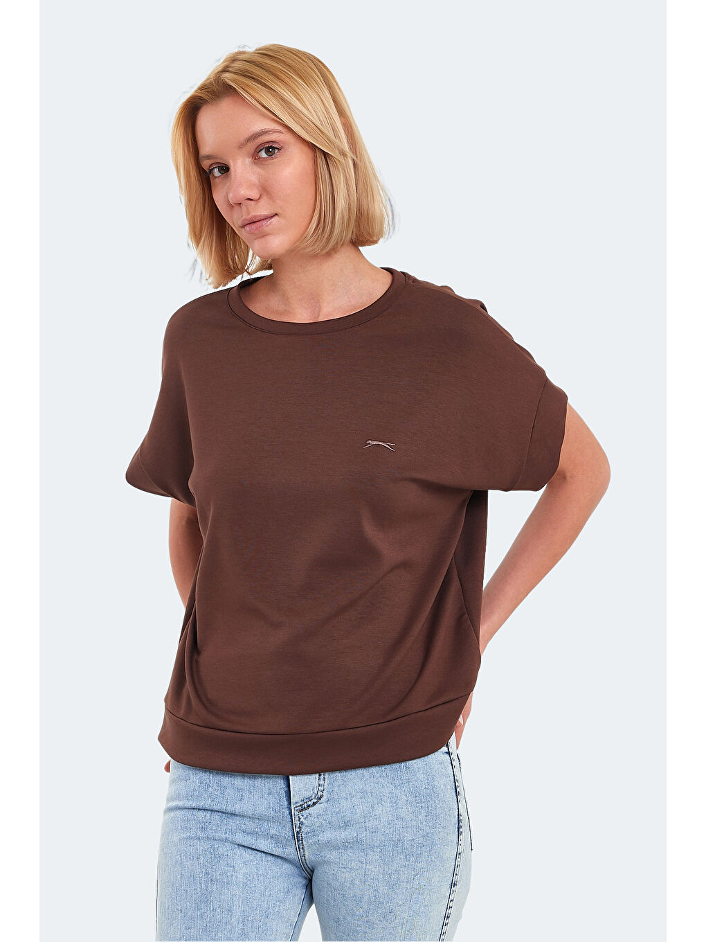 Kahverengi VINKO I Kadın Toprak Tişört-5
