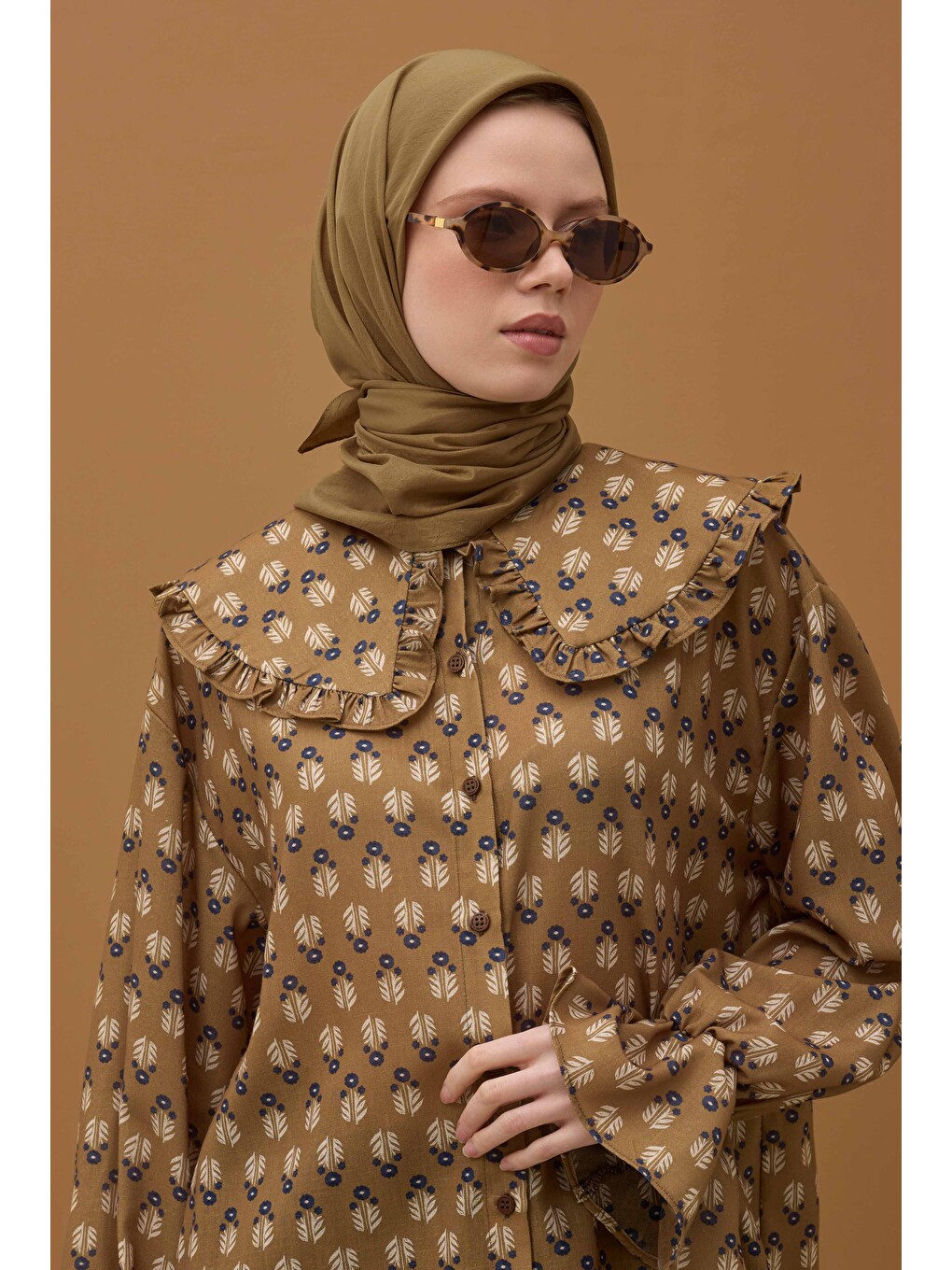 Kahverengi Soft Kraş Eşarp Taba-3