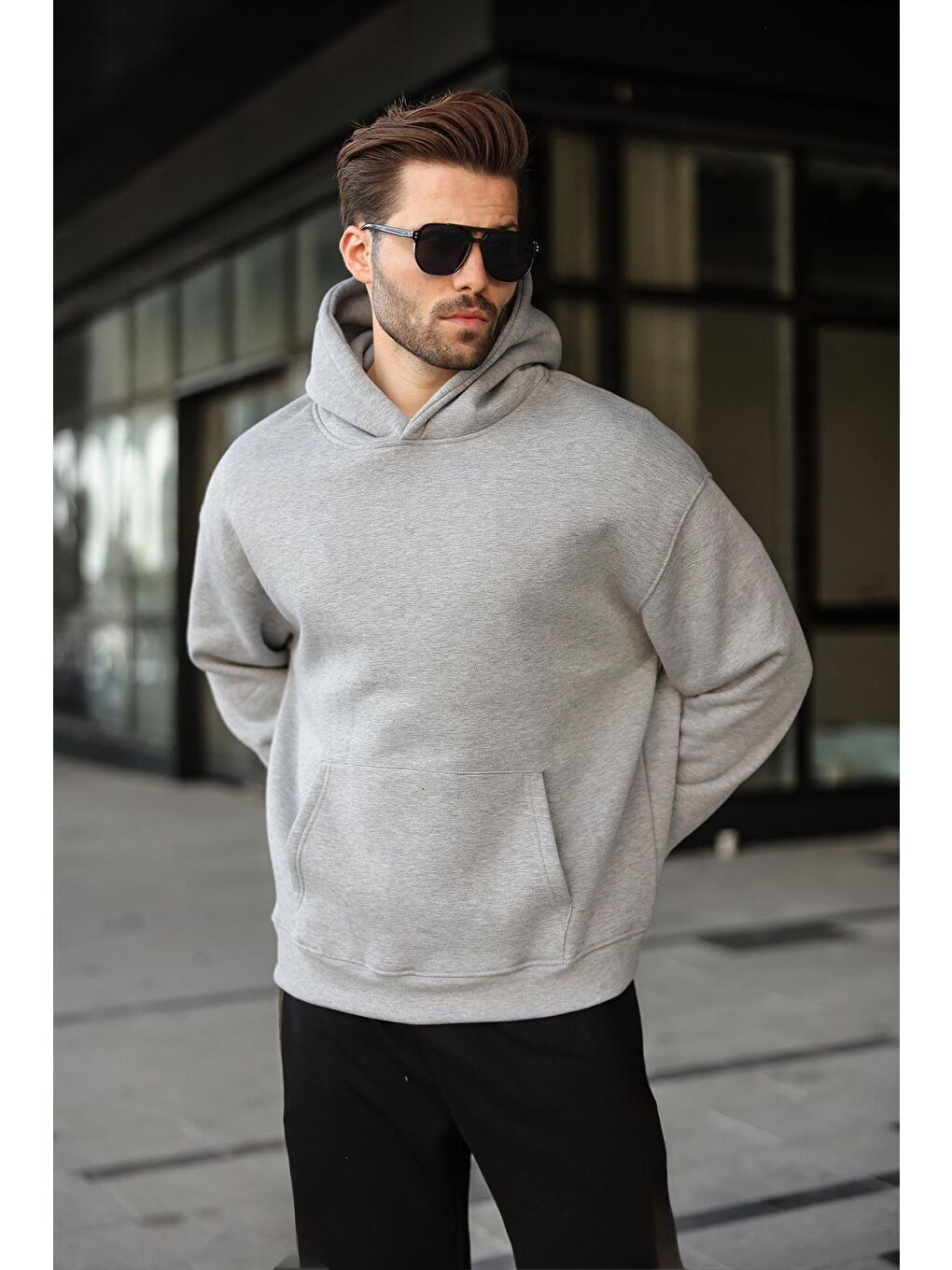 Grimelanj Kapüşonlu Kanguru Cep Erkek Sweatshirt E7169-1