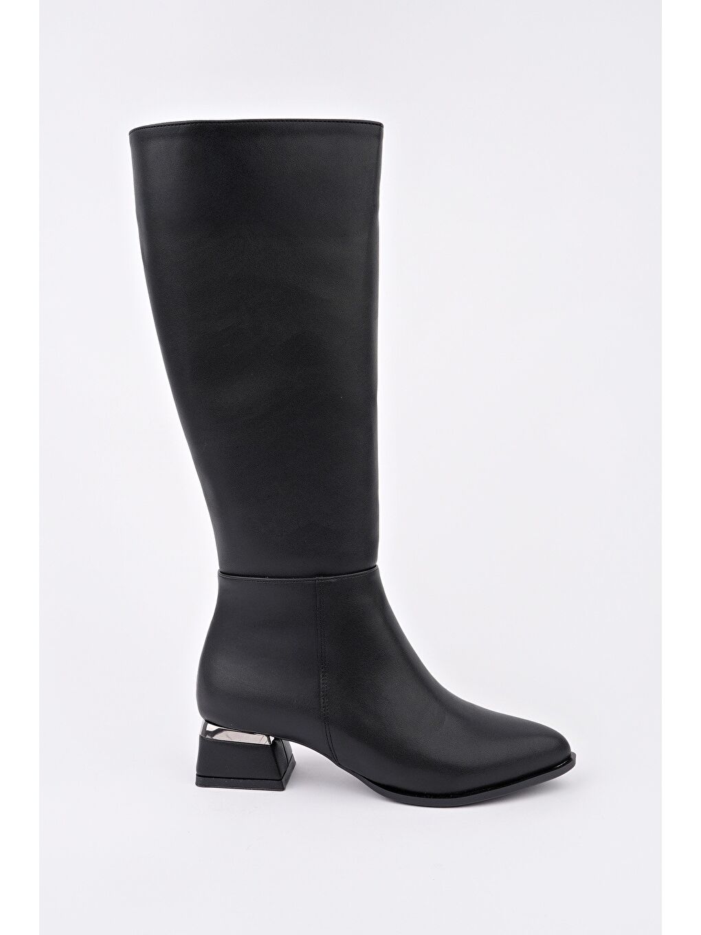 Siyah COLLİE Sivri Burun Yandan Fermuarlı Topuklu Kadın Çizme-2