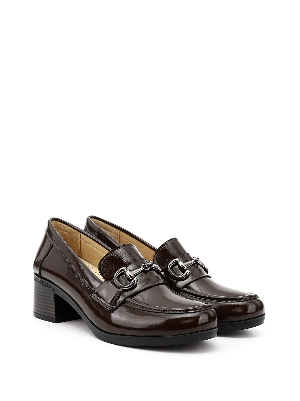 Kahverengi Kadın KAHVERENGİ Kısa Kalın Topuklu Hakiki Deri Ayakkabı-1