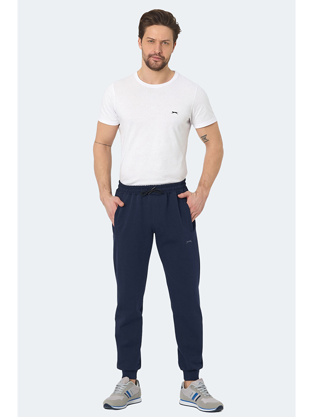 KIWI IN Erkek Fermuar Cepli Dar Paça Lacivert Eşofman Altı-3