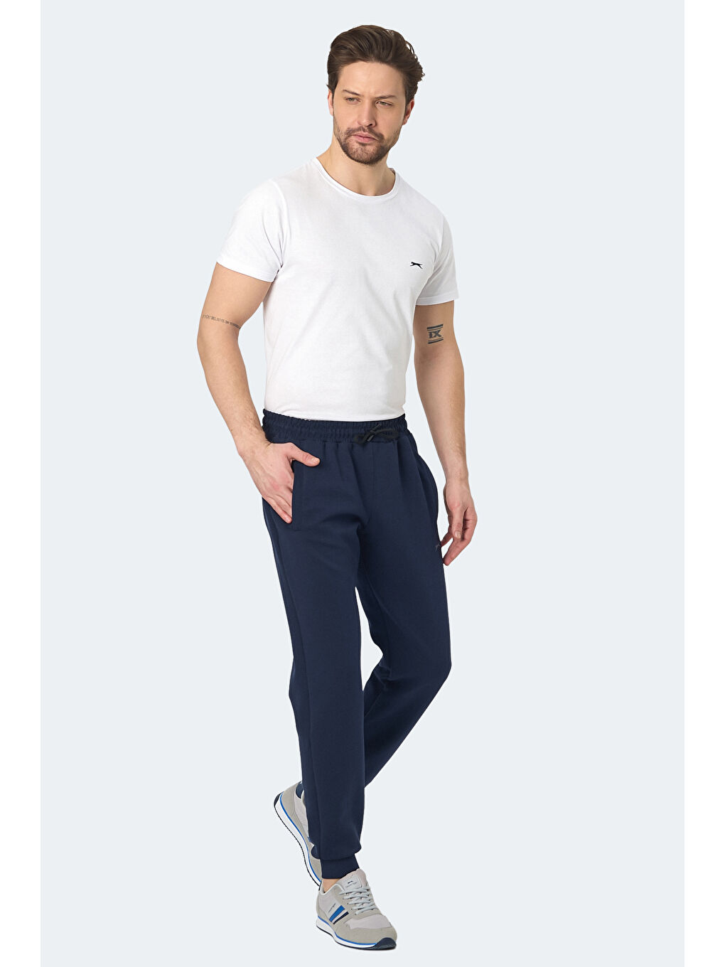 KIWI IN Erkek Fermuar Cepli Dar Paça Lacivert Eşofman Altı-6