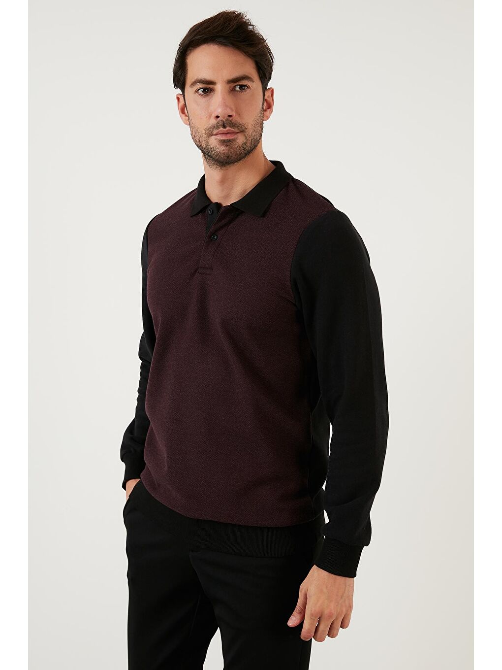 Bordo Pamuklu Regular Fit Polo Yaka Sweat 5905040-1