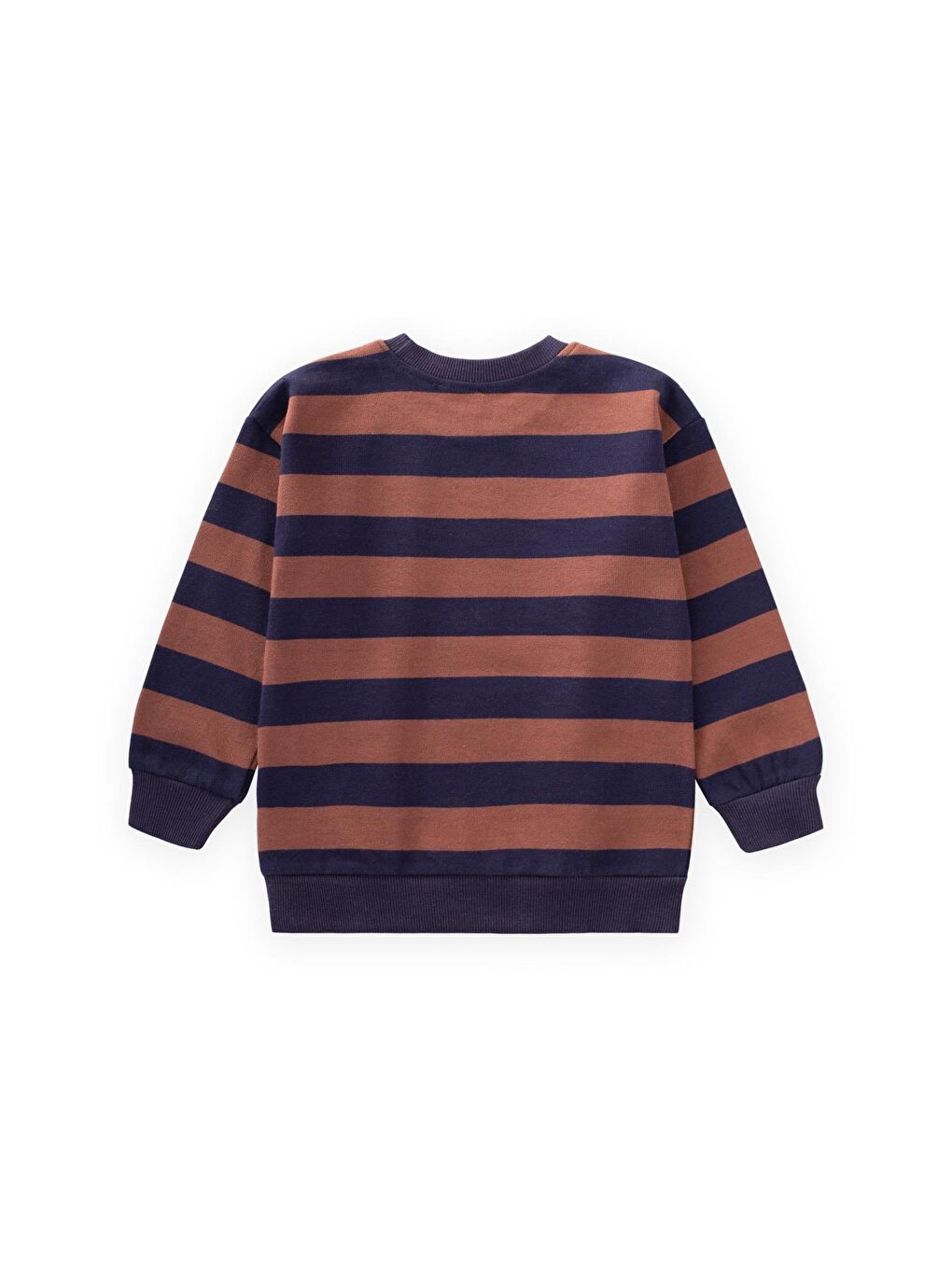 Kahverengi Çizgili Triko Sweatshırt 2-12 Yaş Lacivert Kahve-2