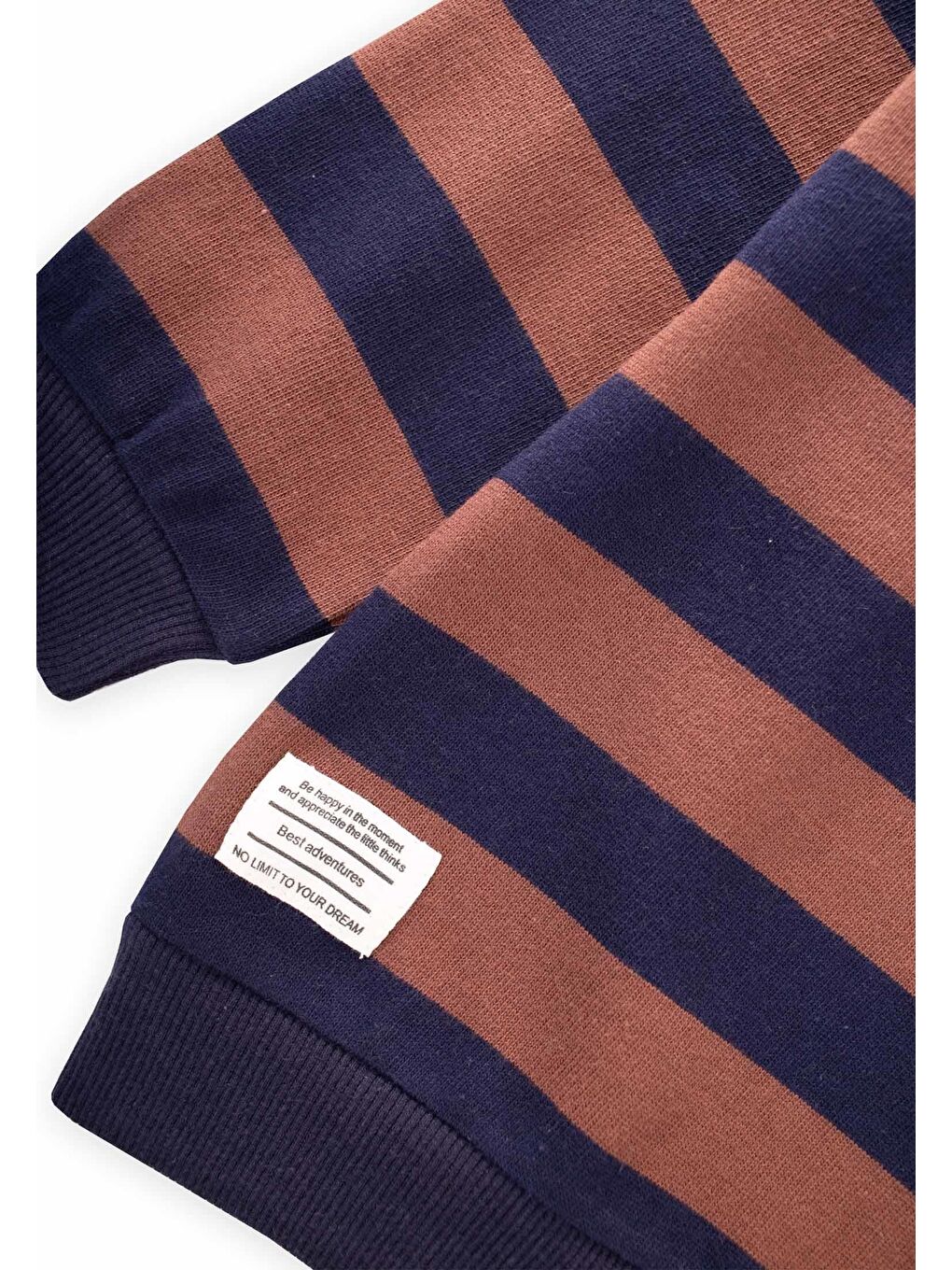 Kahverengi Çizgili Triko Sweatshırt 2-12 Yaş Lacivert Kahve-3