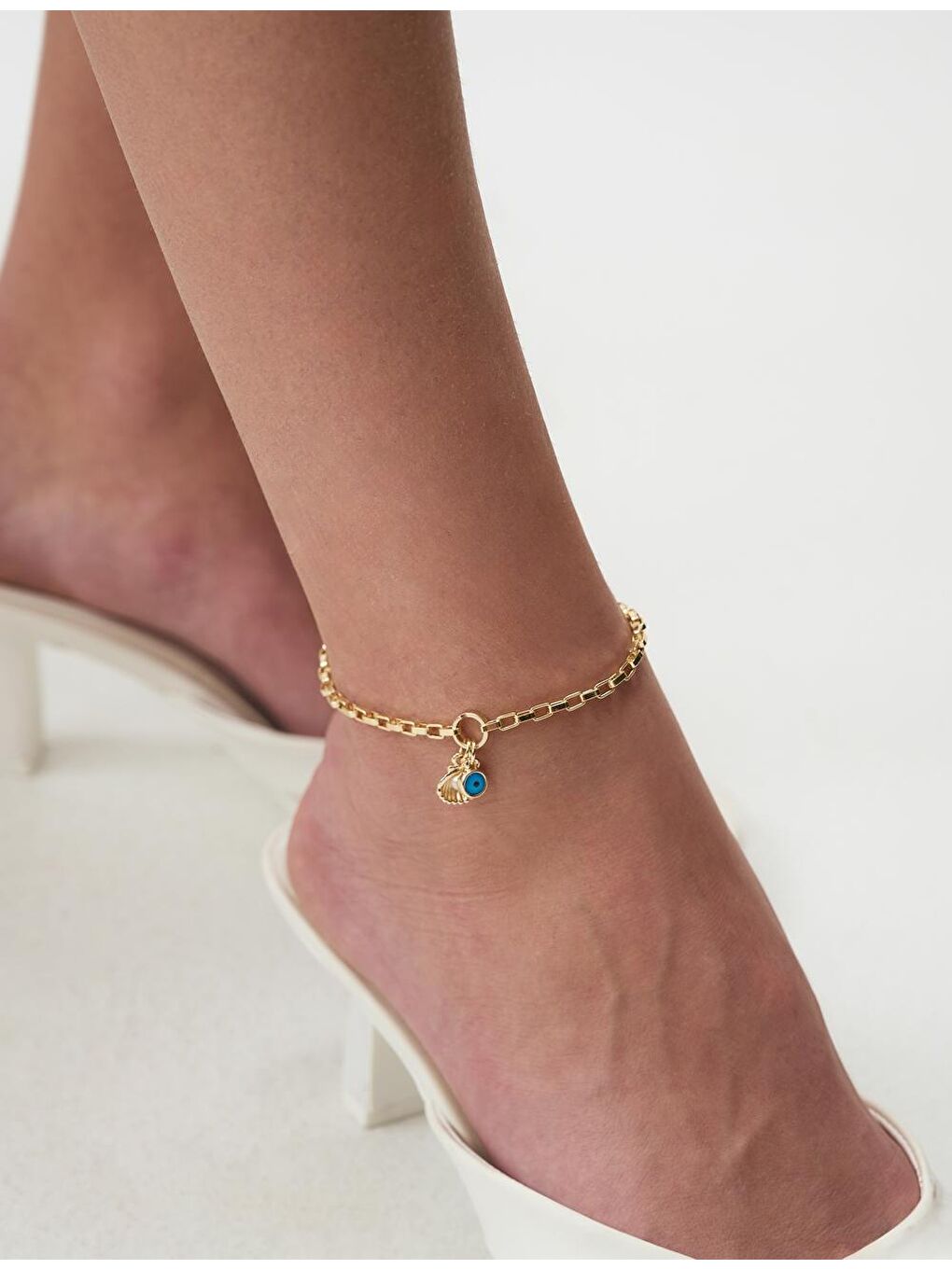 Sarı Altın İstiridye ve Göz Figürlü Halhal-2