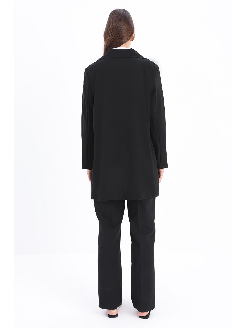 Siyah Tek Düğmeli Blazer Ceket-3