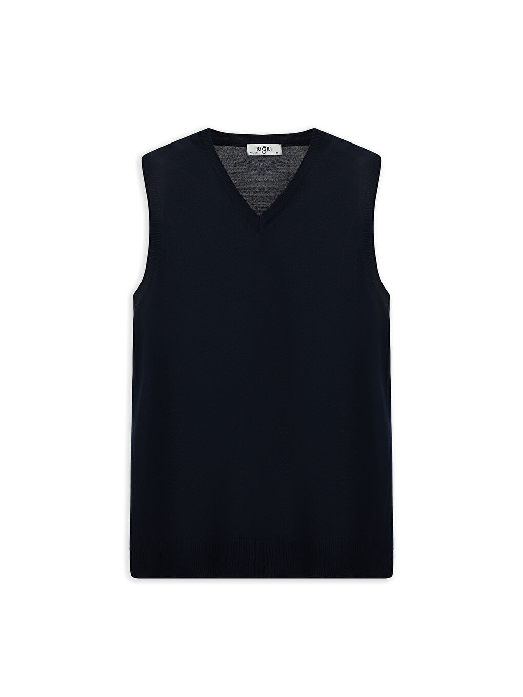 Lacivert V Yaka Yünlü Triko Süveter