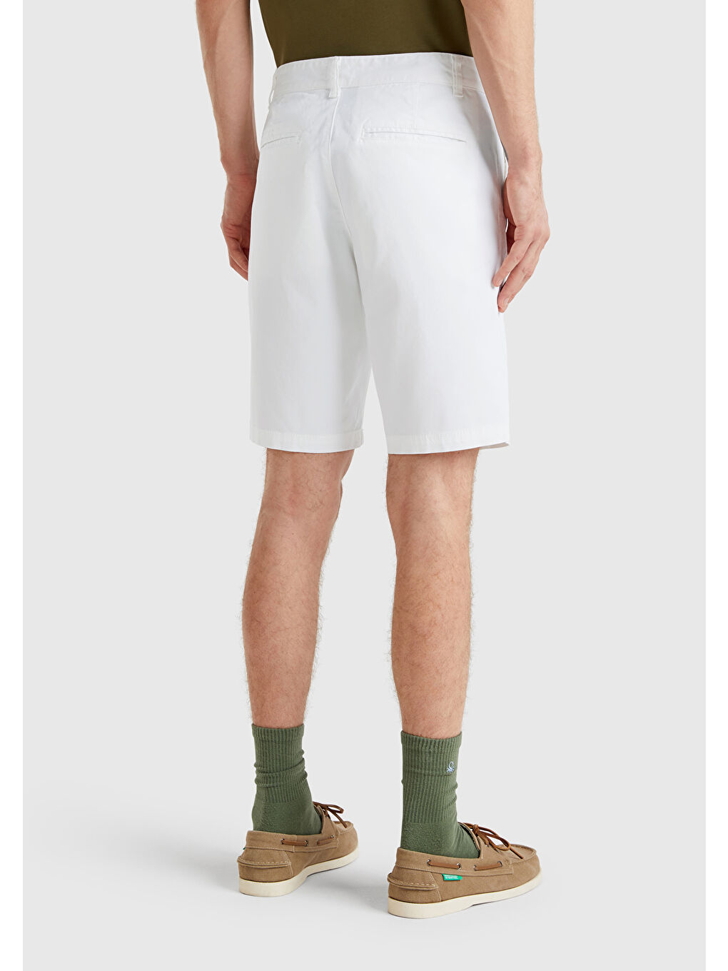 Erkek Beyaz Chino Bermuda-1