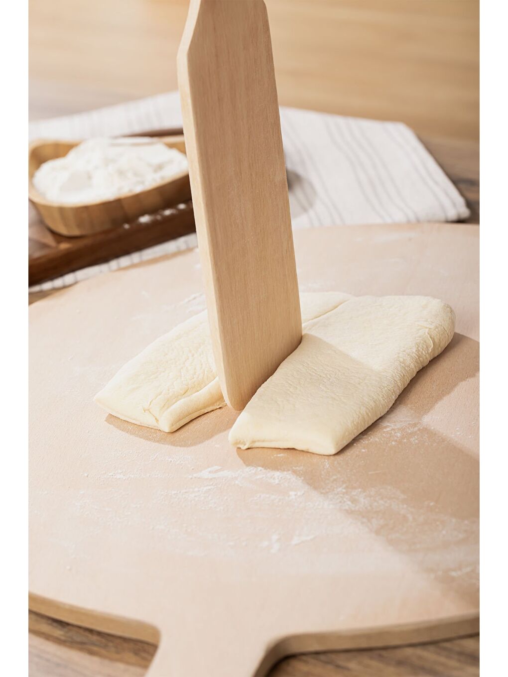 Kahverengi 4303 Hamur Açma Seti Ahşap Saplı Rulo Hamur Açıcı,Oklava, Hamur Açma Sofrası, Ahşap Spatula 4 Lü Set-1