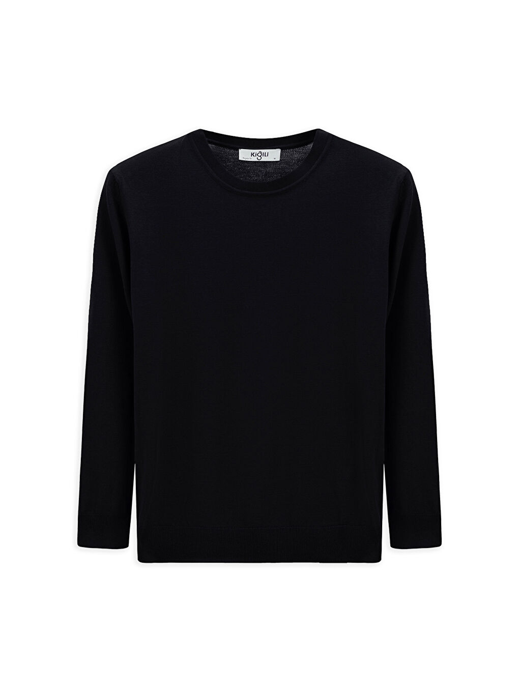 Lacivert Bisiklet Yaka Regular Fit Triko Büyük Beden Kazak