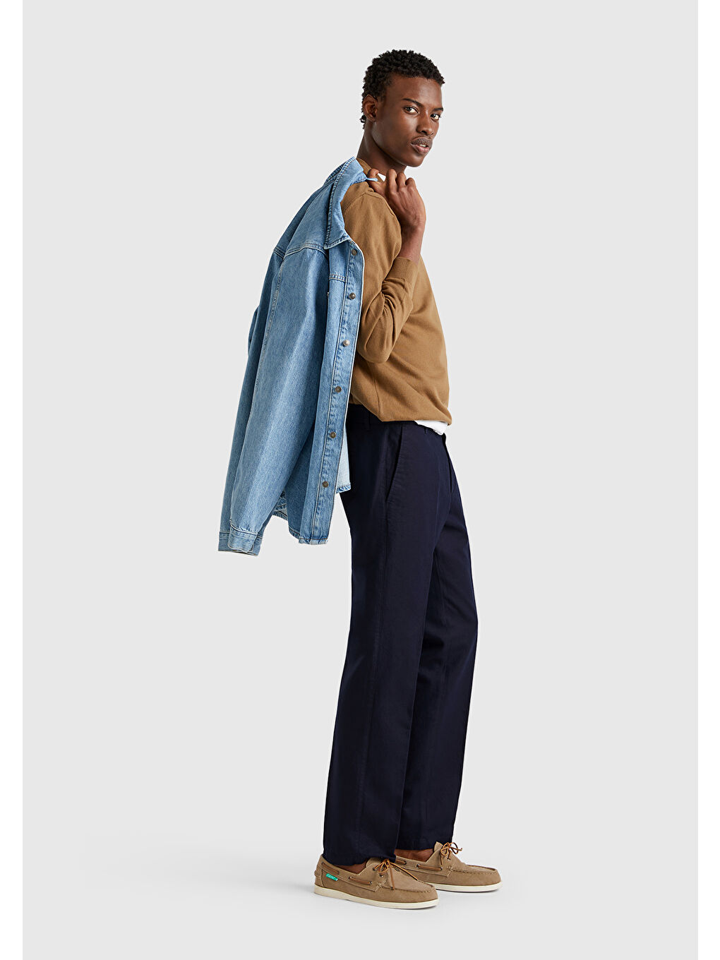 Koyu Lacivert Keten Karışımlı Cebi Biyeli Düz Kalıp Erkek Pantolon-4