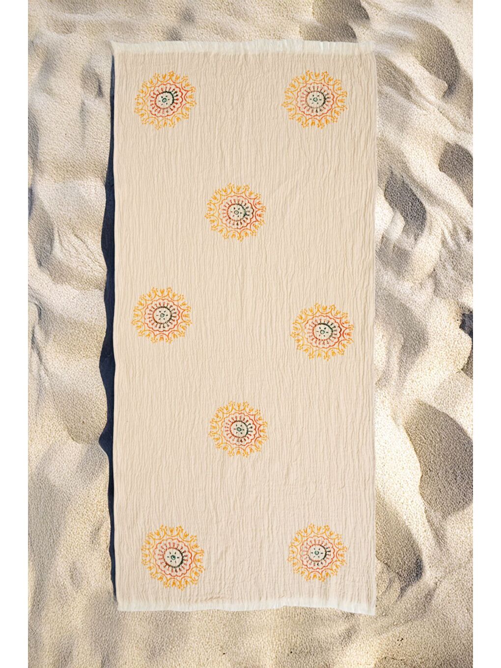 Ekru Organik %100 Müslin Pamuk Peştemal-1