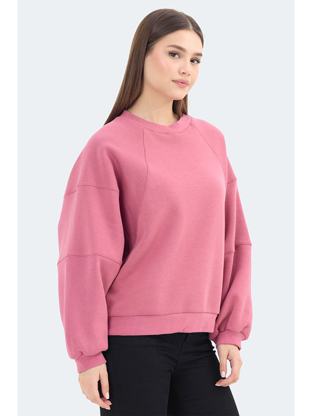 Pembe VIA Kadın Gül Sweatshirt-2