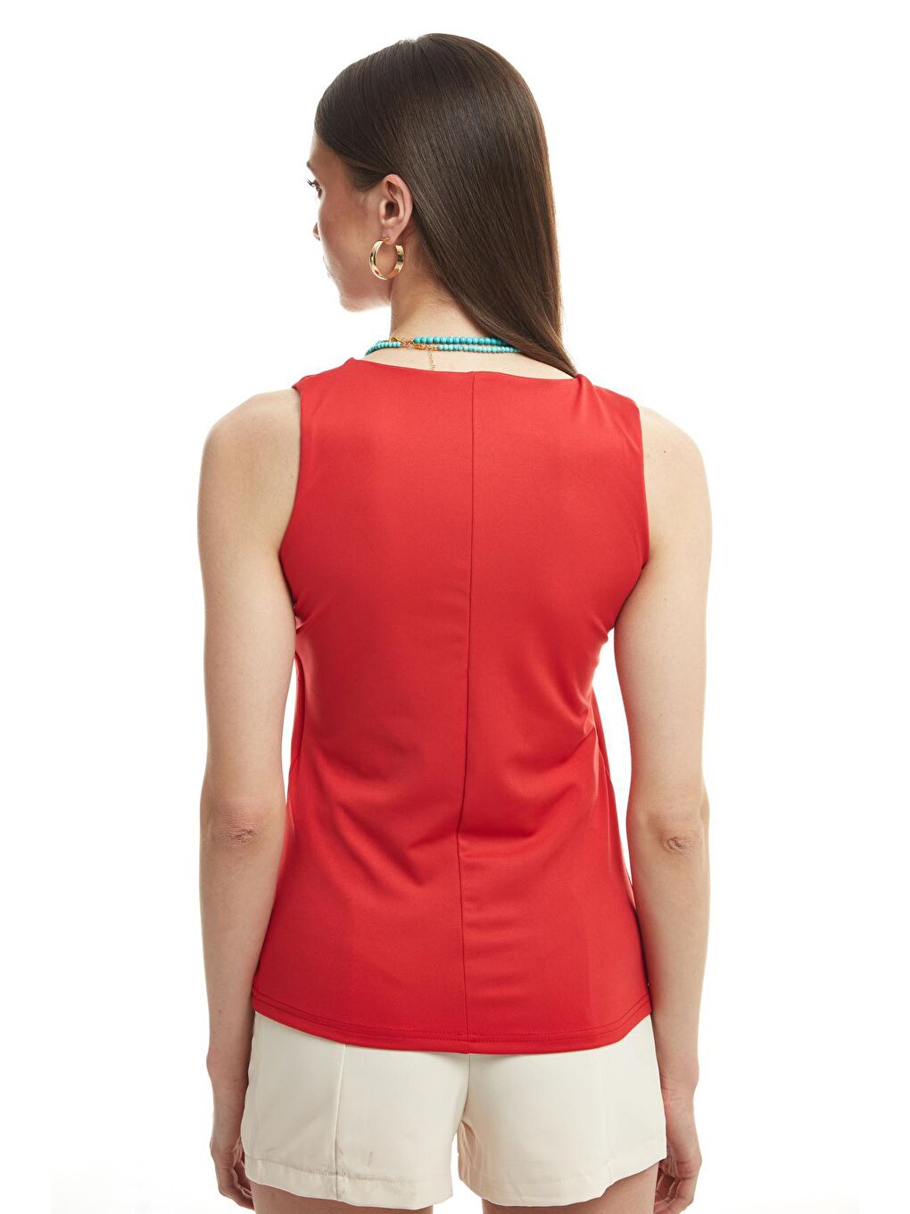 Kalın Askılı Basic Bluz Kırmızı-4