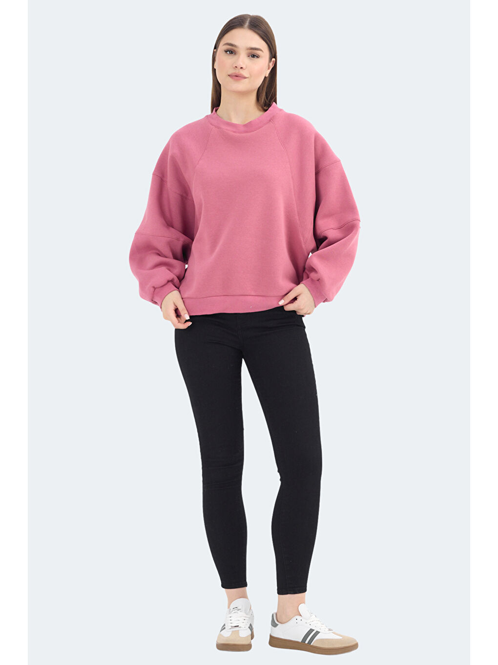 Pembe VIA Kadın Gül Sweatshirt-6