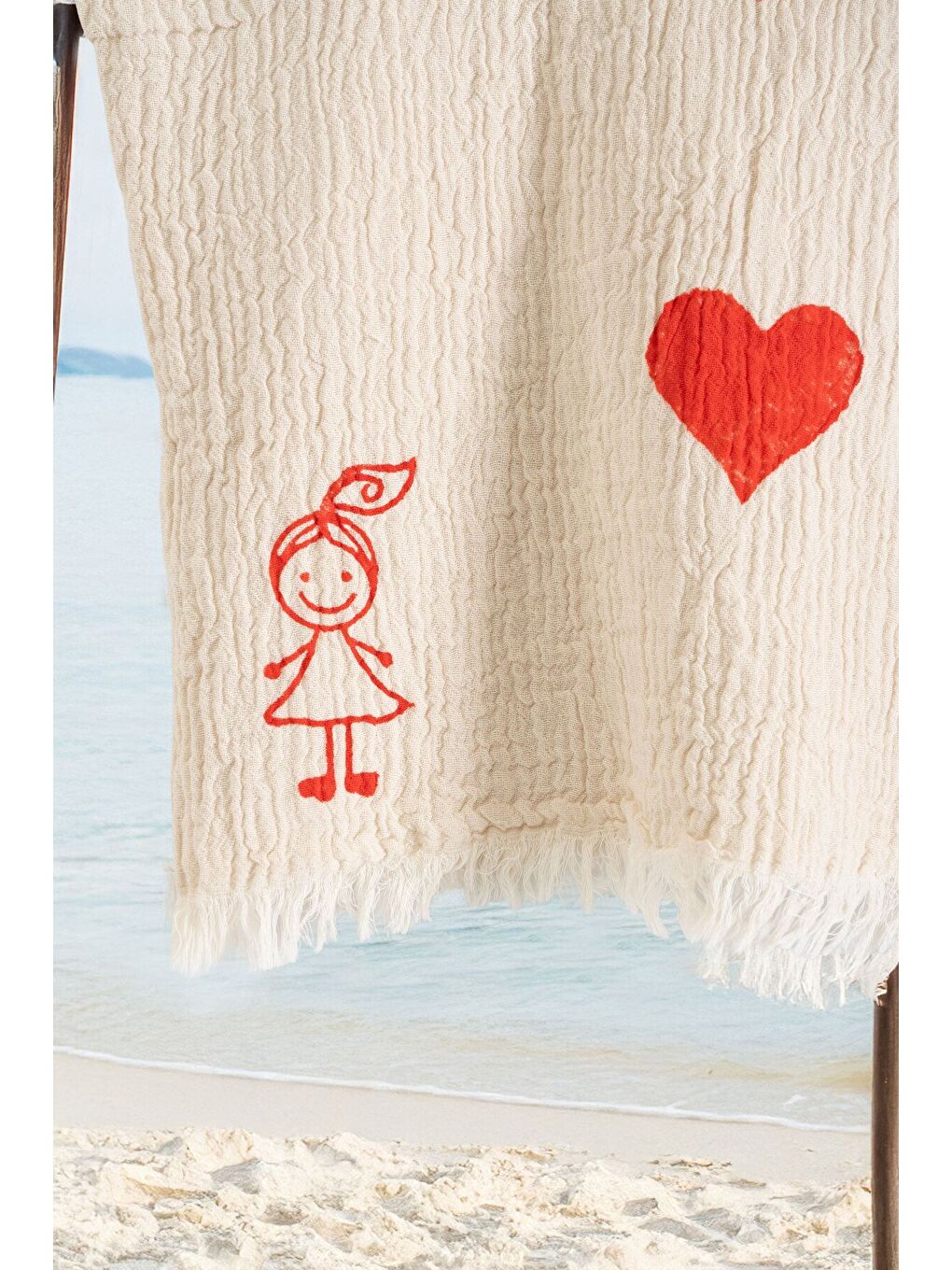 Ekru Organik %100 Pamuk Müslin Çocuk Panço - Lovely-2