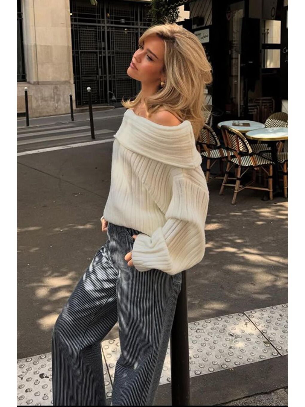 Ekru Madonna Yaka Kadın Kazak Mg2274-1