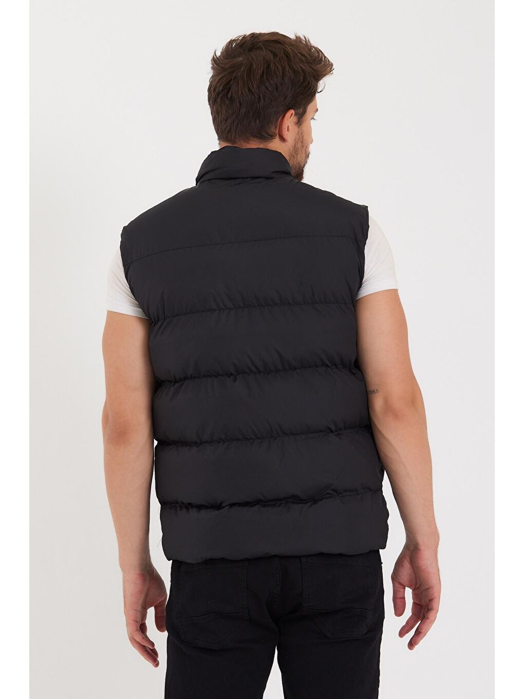 Erkek Siyah Elyaf Dolumlu Rahat Kalıp Yelek-2