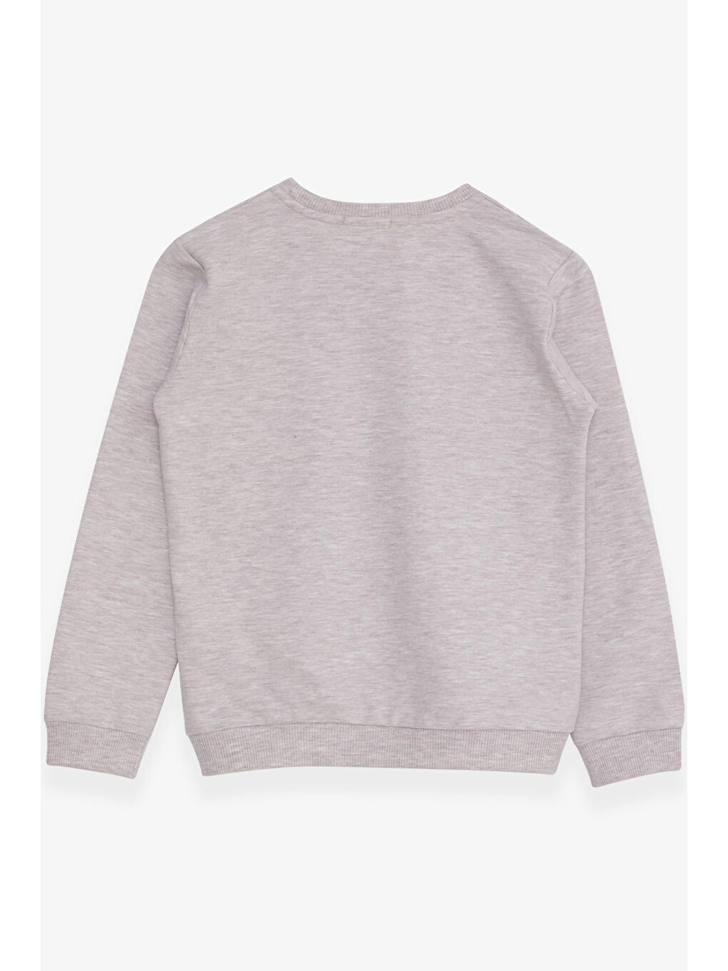 Kız Çocuk Sweatshirt Yazı Baskılı Pullu Bej Melanj (8-14 Yaş)-1