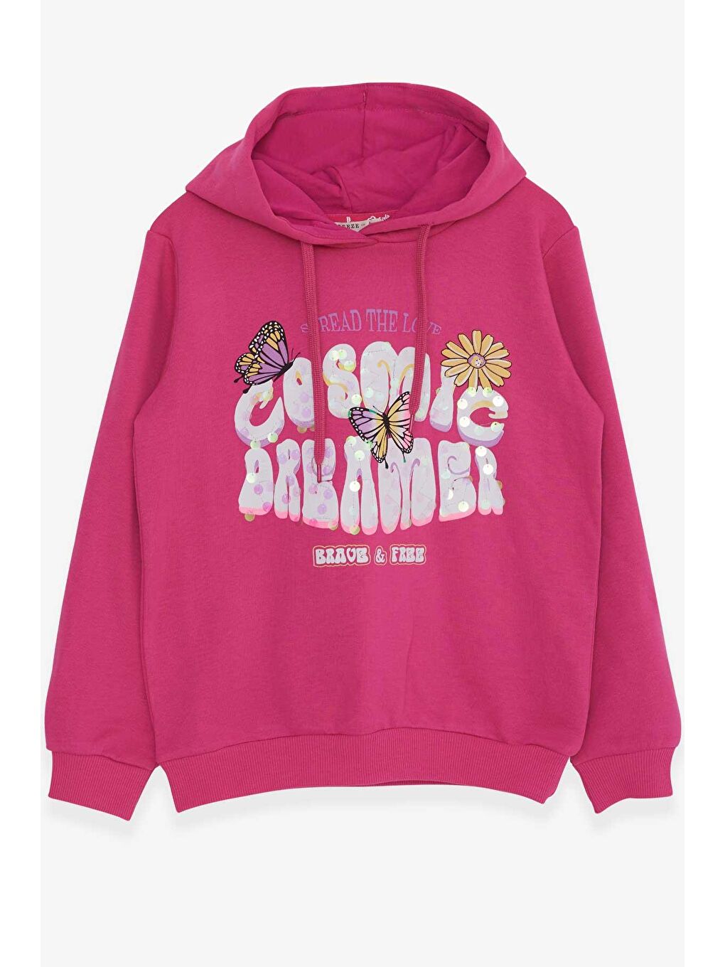Kız Çocuk Sweatshirt Kelebek Baskılı Fuşya (7-9 Yaş)-2