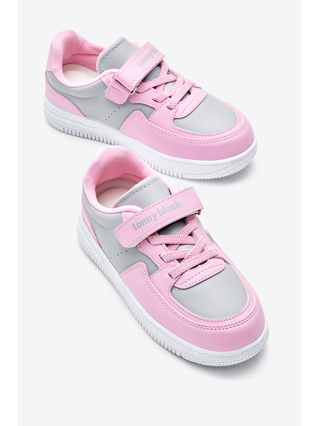 Gri Çocuk Unisex Buz Pembe Termo Taban Cırtlı Lastik Bağcıklı Spor Ayakkabı-2