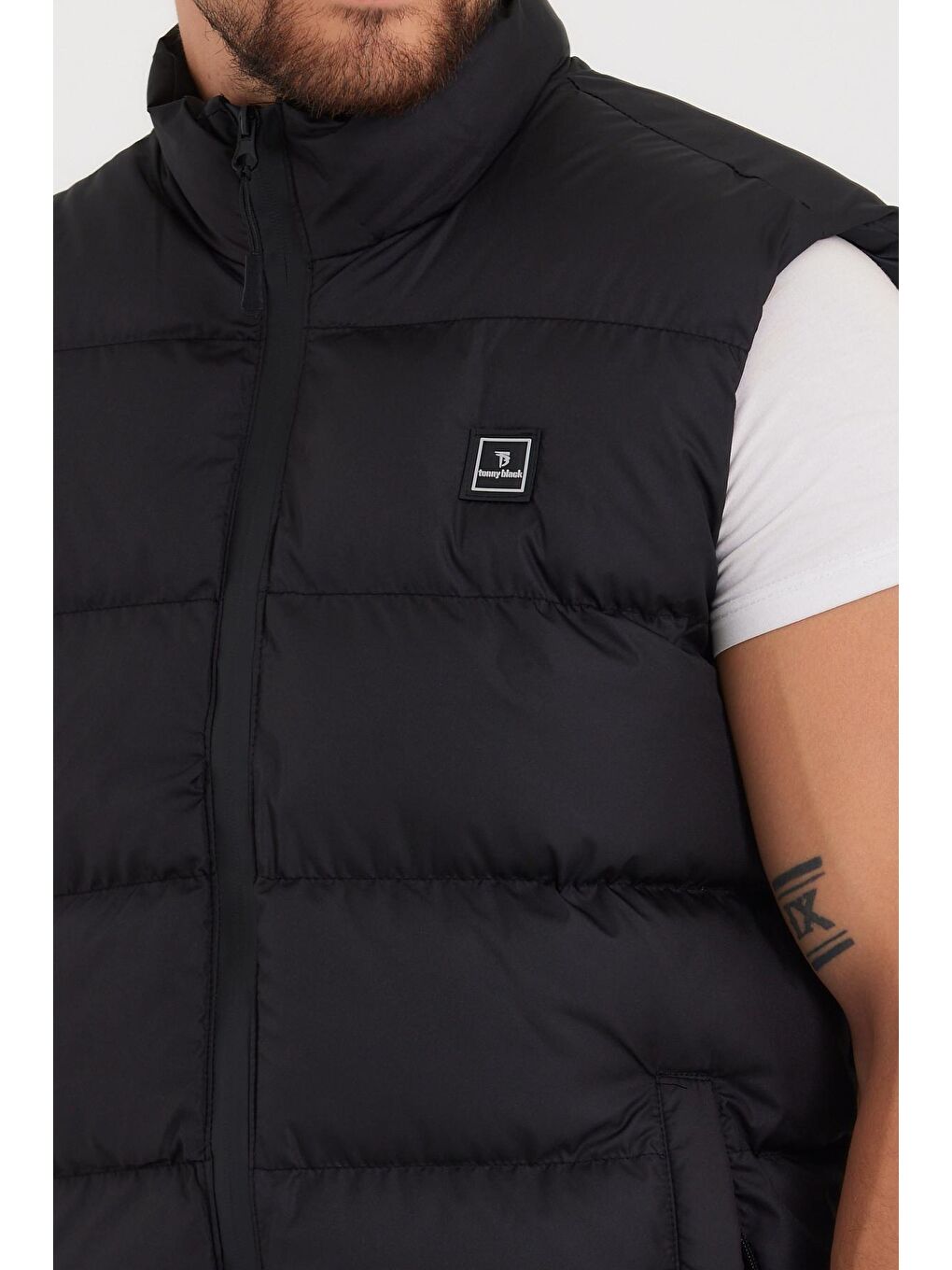 Erkek Siyah Elyaf Dolumlu Rahat Kalıp Yelek-3