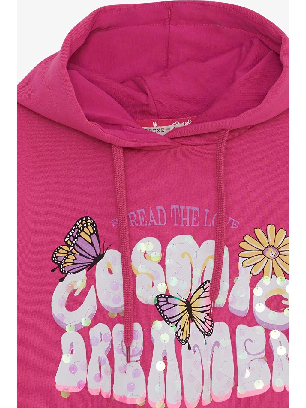 Kız Çocuk Sweatshirt Kelebek Baskılı Fuşya (7-9 Yaş)-4