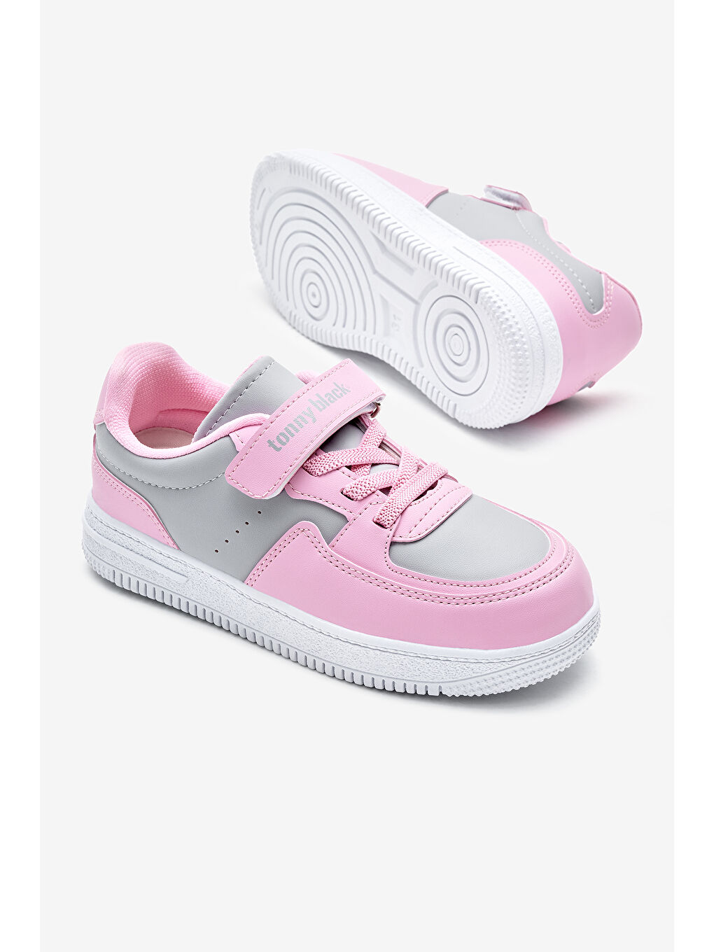 Gri Çocuk Unisex Buz Pembe Termo Taban Cırtlı Lastik Bağcıklı Spor Ayakkabı-3