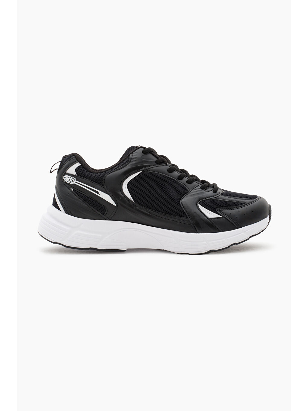 Unisex Siyah File Rahat Kalıp Faylon Taban Bağcıklı Spor Ayakkabı