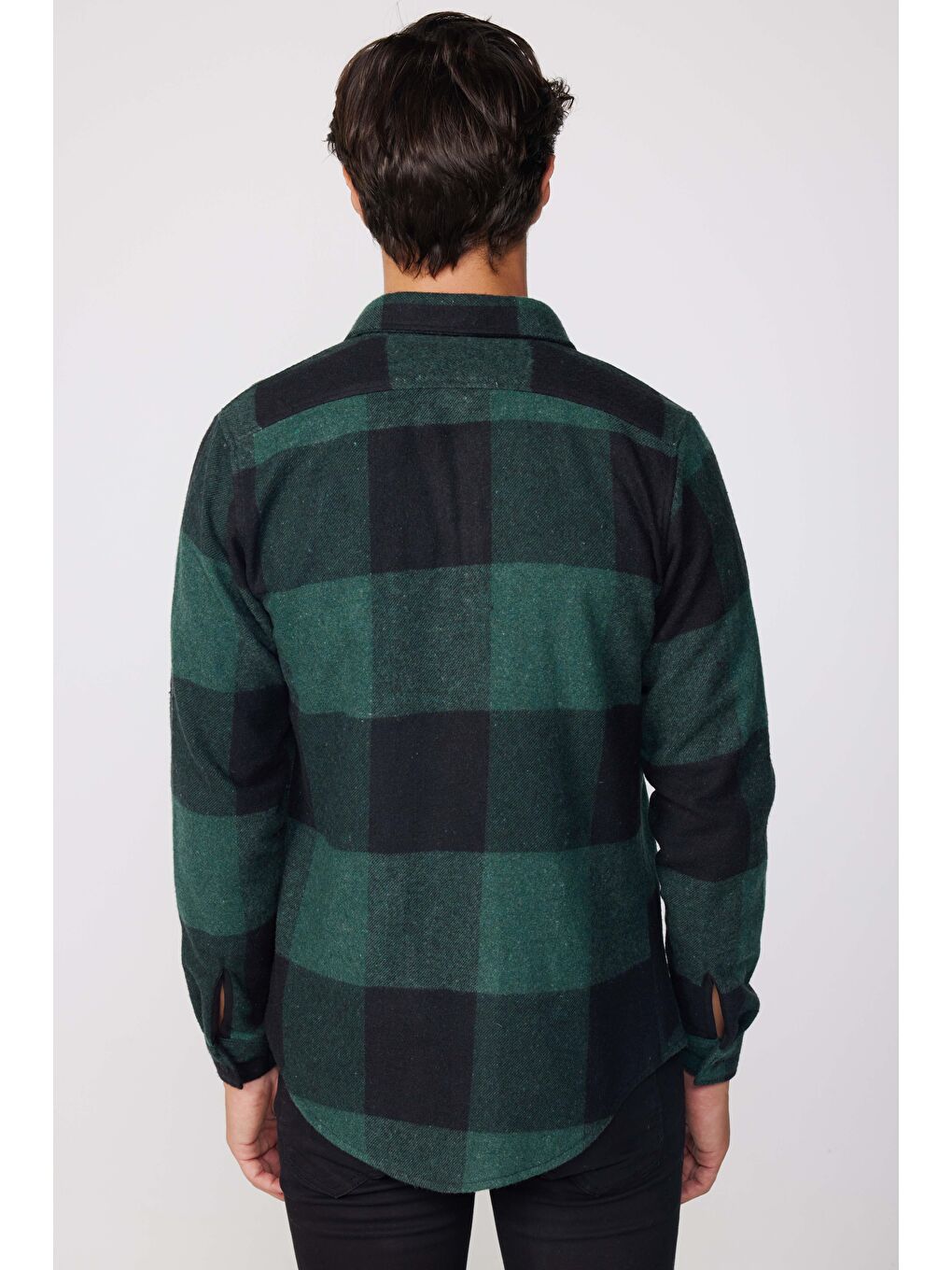 Karışık Slim Fit Büyük Kareli Çift Cepli Oduncu Erkek Gömlek-4