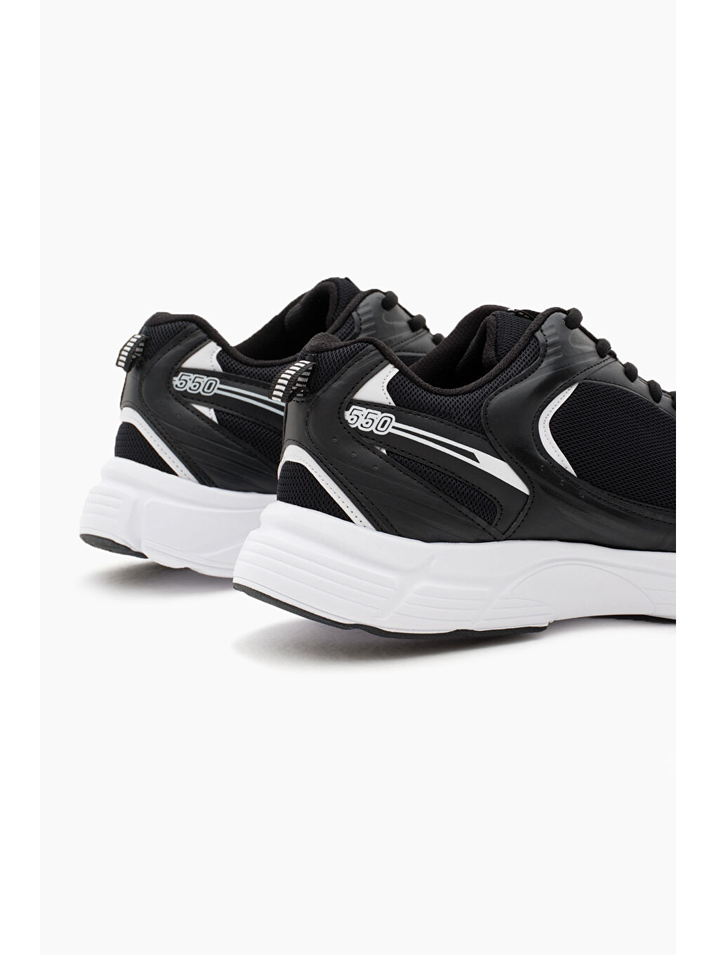 Unisex Siyah File Rahat Kalıp Faylon Taban Bağcıklı Spor Ayakkabı-4