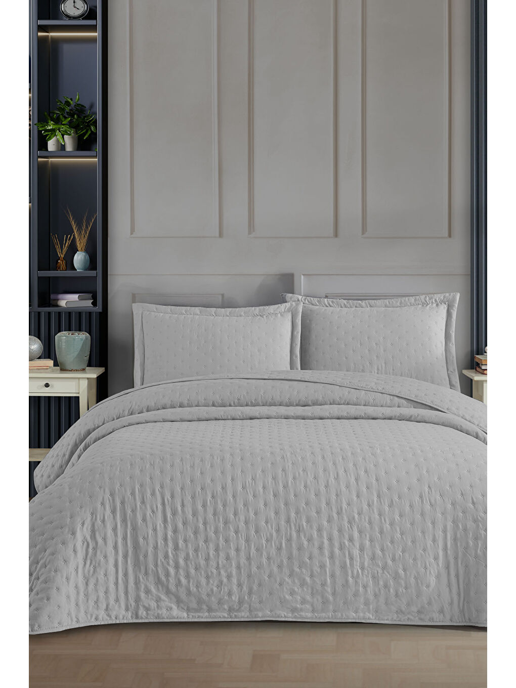 Yatak Örtüsü Helena Tek Kişilik 2 Parça (180x240 cm) Gri