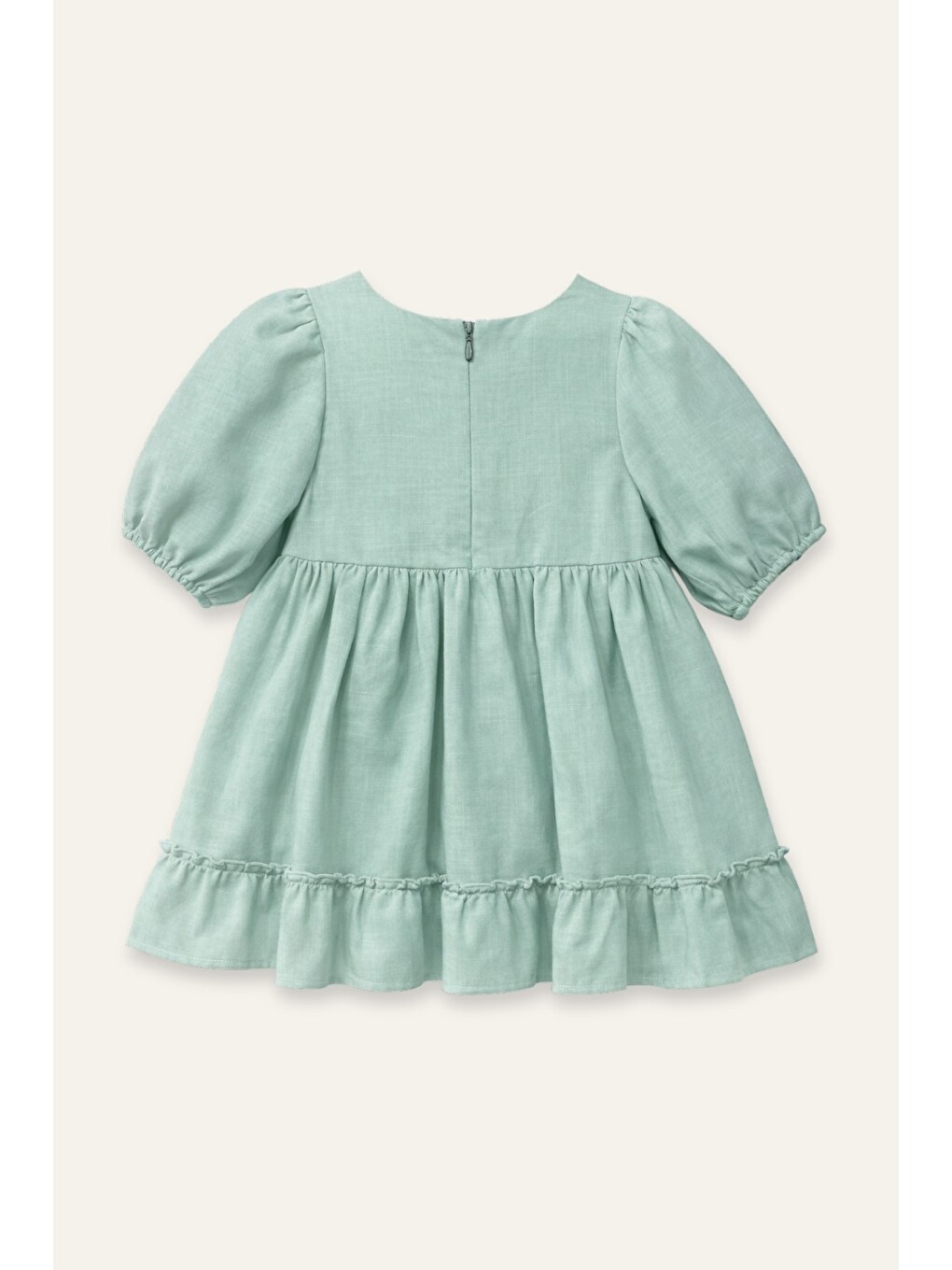 Yeşil Kız Çocuk Fiyonklu Elbise - Mint-2
