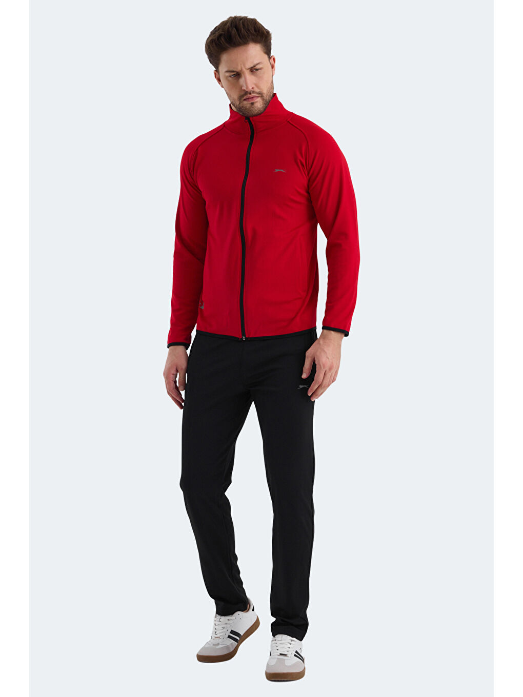 ORRA IN Erkek Fermuarlı Dik Yaka Cepli Kırmızı Eşofman Takımı-2