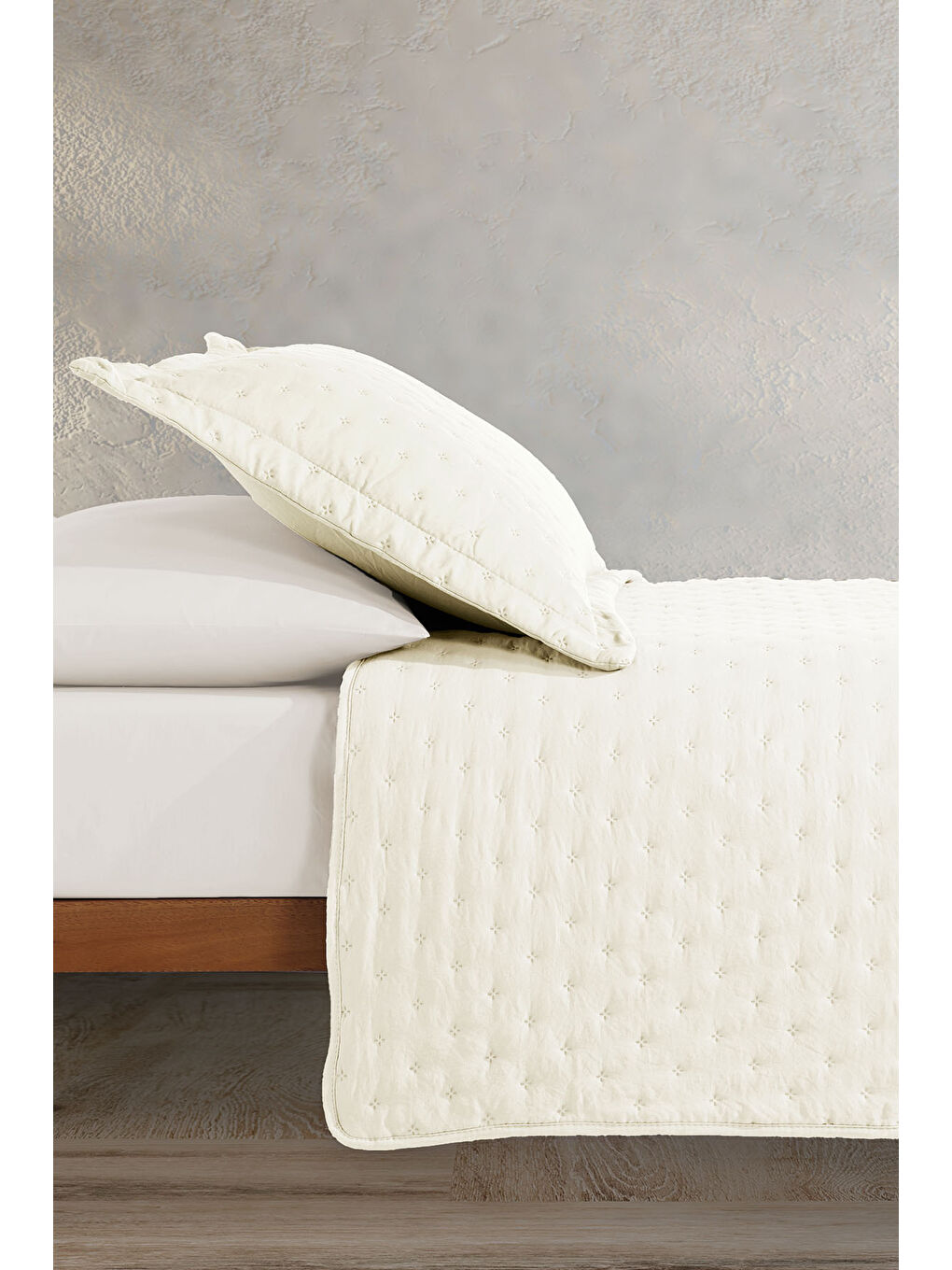 Ekru Yatak Örtüsü Helena Tek Kişilik 2 Parça (180x240 cm) Krem-2