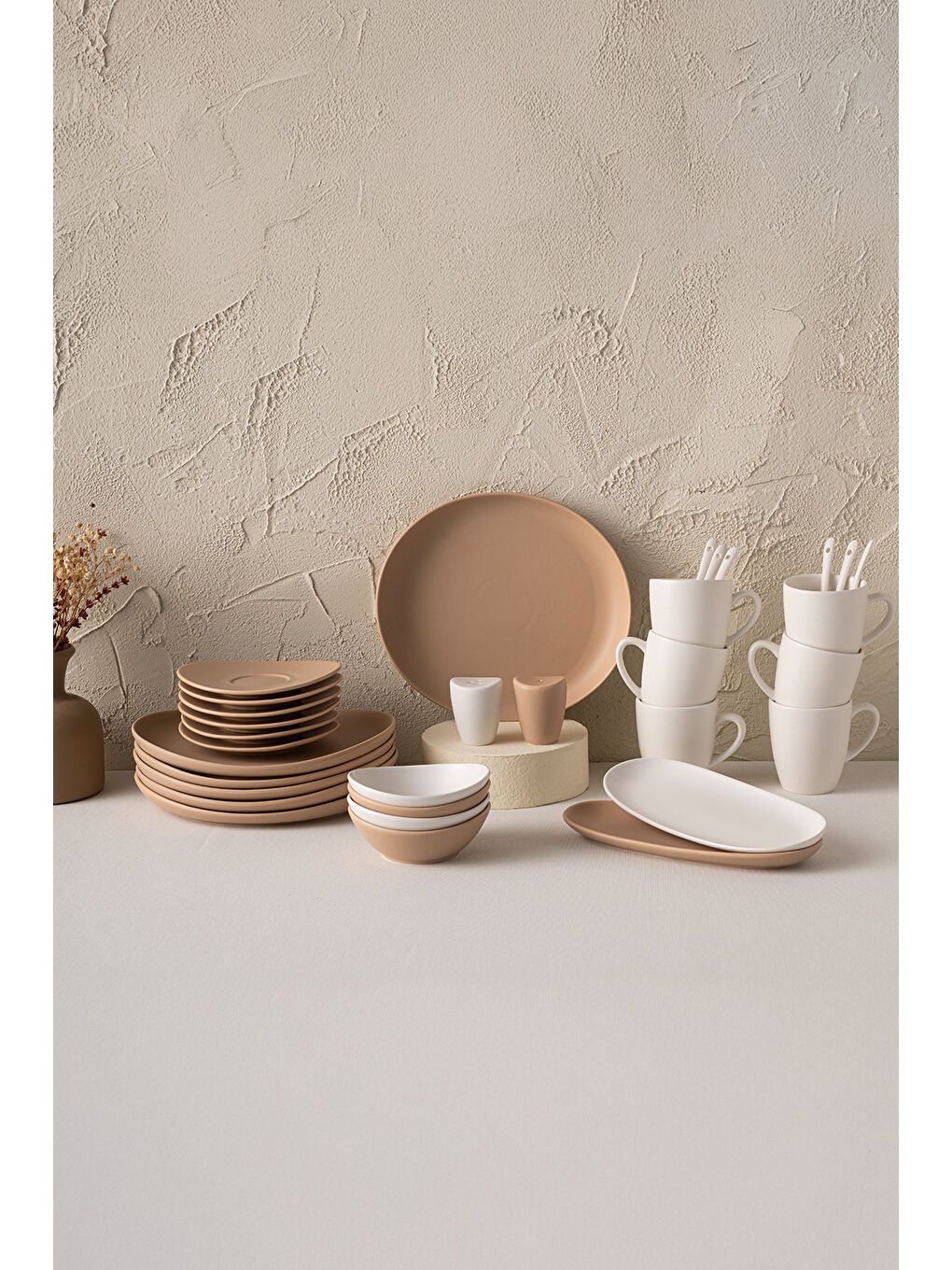 Beyaz Belin 32 Parça 6 Kişilik Kahvaltı Takımı