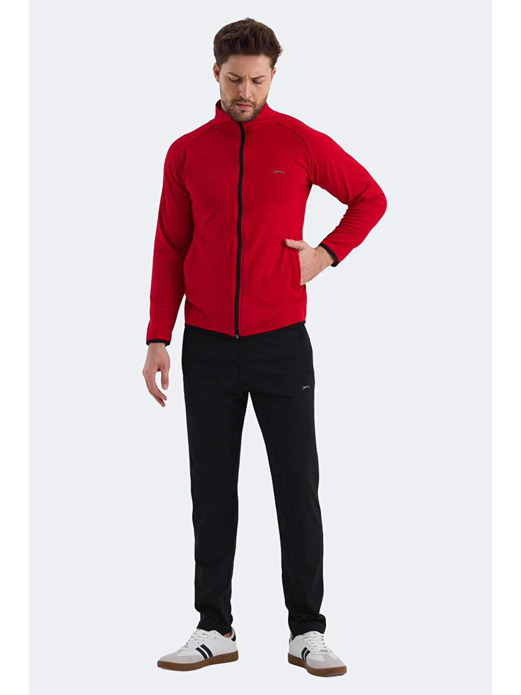 ORRA IN Erkek Fermuarlı Dik Yaka Cepli Kırmızı Eşofman Takımı-5
