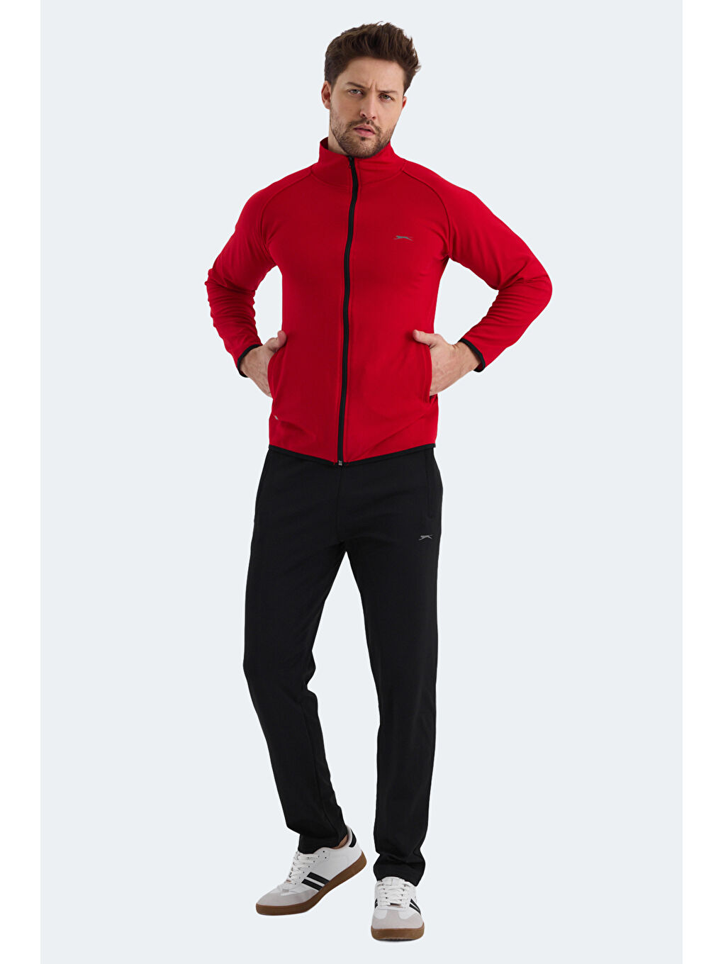 ORRA IN Erkek Fermuarlı Dik Yaka Cepli Kırmızı Eşofman Takımı-6