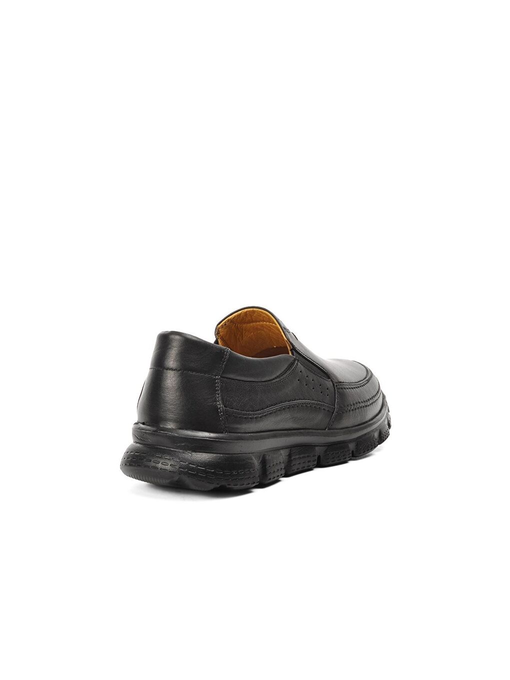 Siyah Hakiki Deri Lastikli Erkek Klasik Ayakkabı 500-3