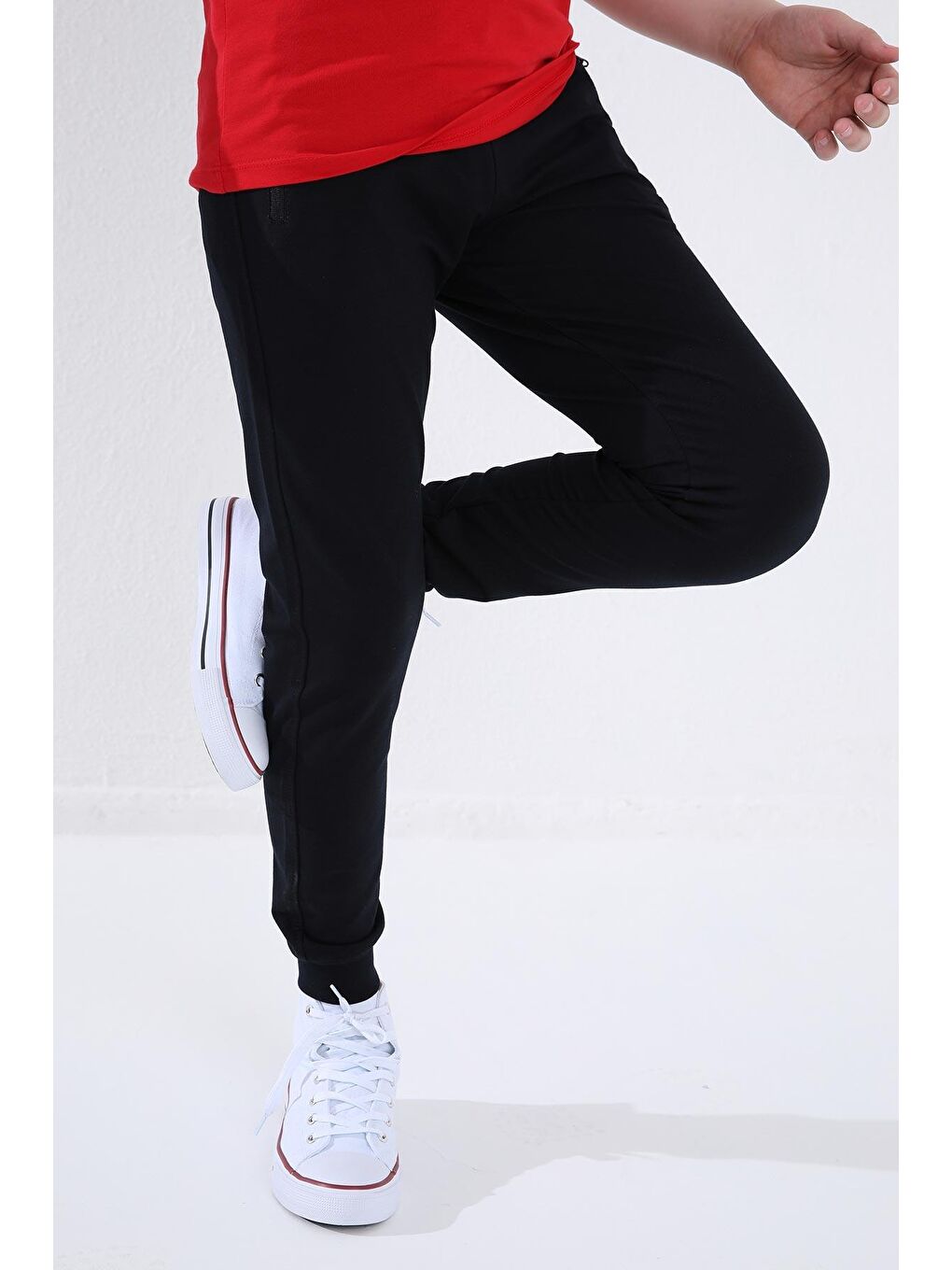 Lacivert Erkek Çocuk Jogger Fermuarlı Cep Standart Kalıp Manşetli Eşofman Alt - 64042-3