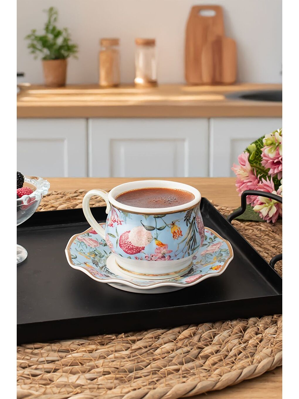 Beyaz Rengin Altın Yaldızlı 6 Kişilik Porselen Fincan Seti 12 Parça Türk Kahvesi Takımı Kahve Fincanı-1