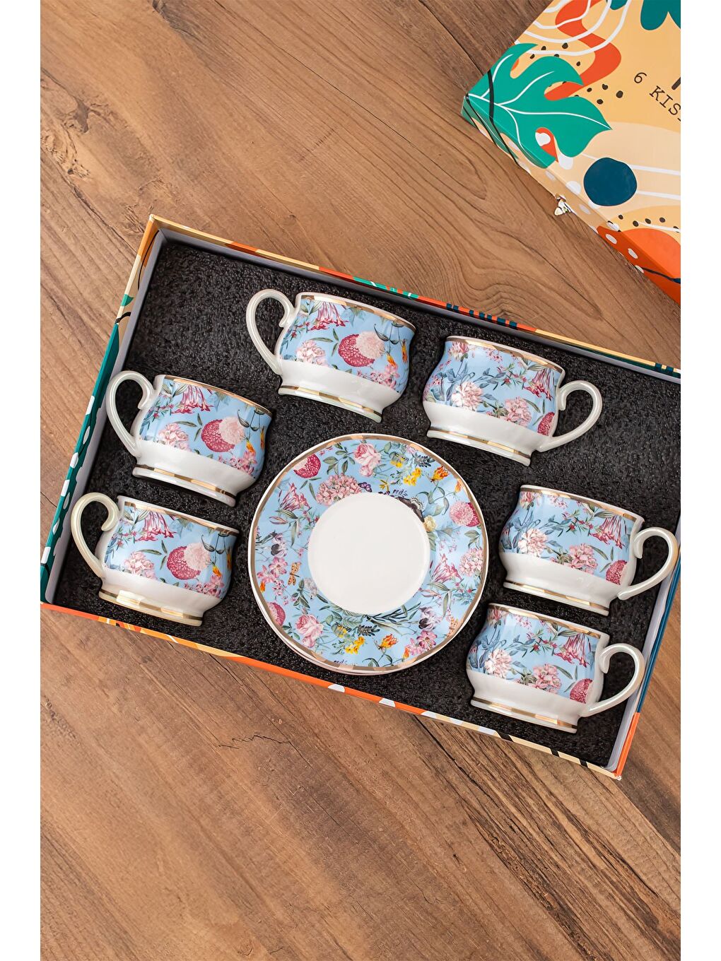 Beyaz Rengin Altın Yaldızlı 6 Kişilik Porselen Fincan Seti 12 Parça Türk Kahvesi Takımı Kahve Fincanı-2