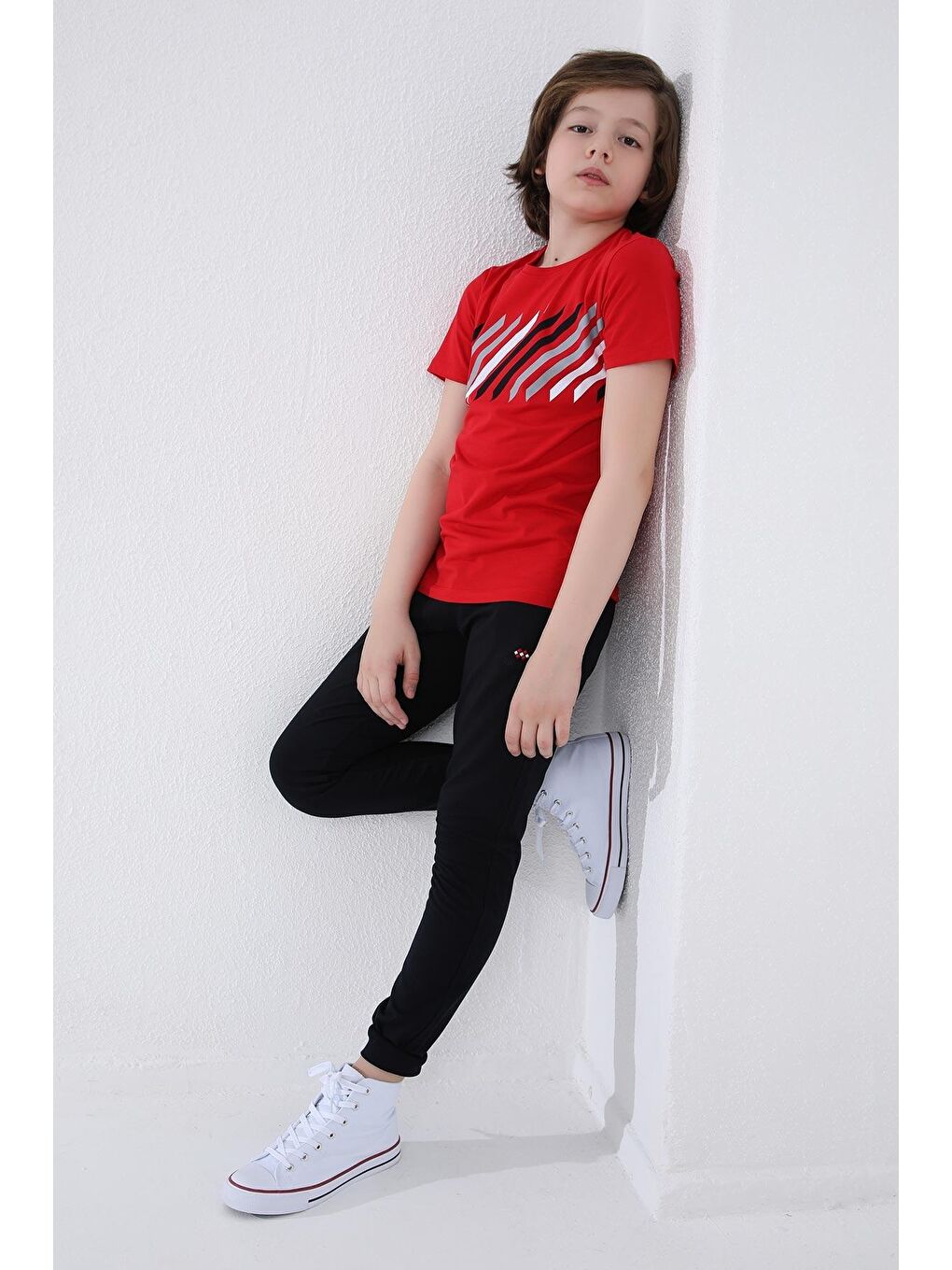 Lacivert Erkek Çocuk Jogger Fermuarlı Cep Standart Kalıp Manşetli Eşofman Alt - 64042-4