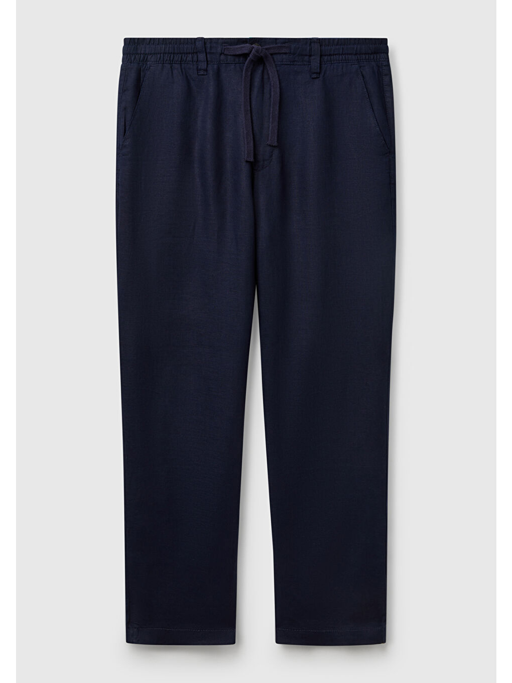 Koyu Lacivert %100 Keten Beli İpli Erkek Pantolon-1
