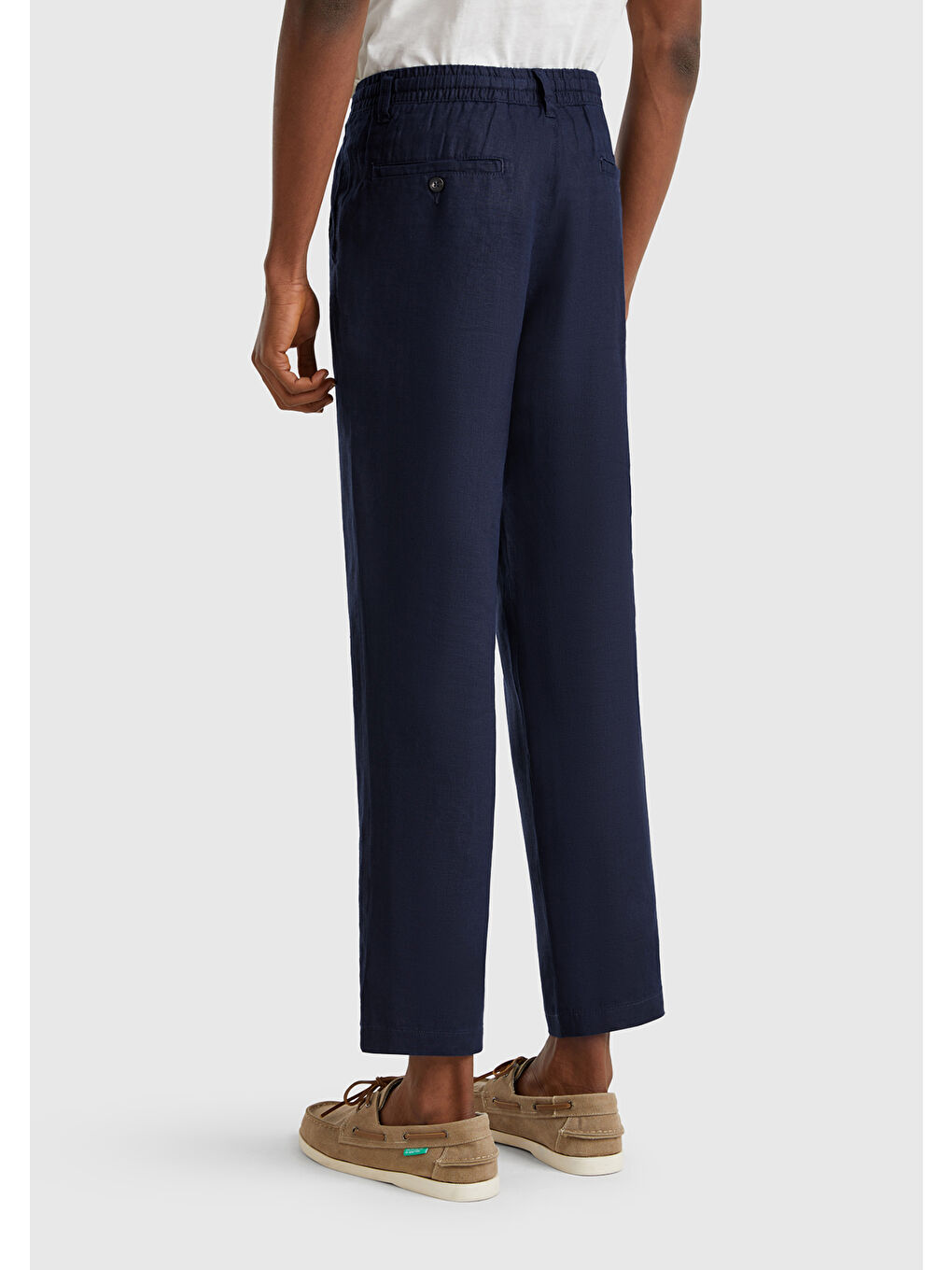 Koyu Lacivert %100 Keten Beli İpli Erkek Pantolon-2