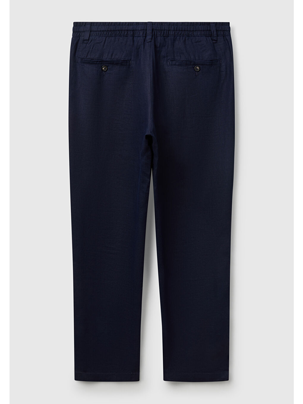 Koyu Lacivert %100 Keten Beli İpli Erkek Pantolon-3